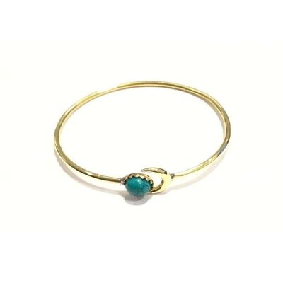 Pulsera Luna con Piedra - Oro y Turquesa