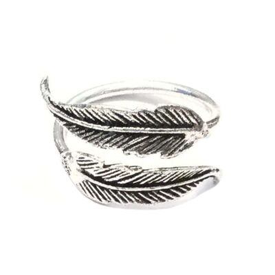 Double Feather Ring - Silver
