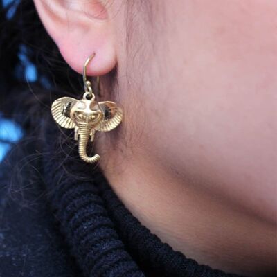 Elephant Earrings - Gold Small