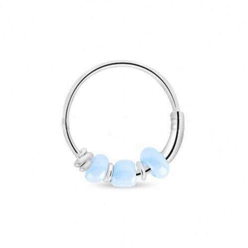Sterling Silver Hoop With Beads - Blue
