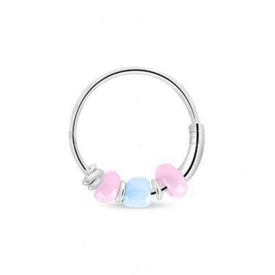 Sterling Silber Creolen mit Perlen - Pink & Blau