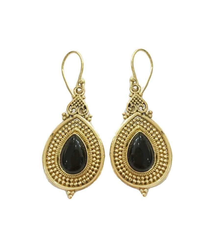 Boucles d'Oreilles Pierre Larme - Noir