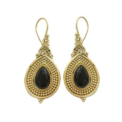 Boucles d'Oreilles Pierre Larme - Noir