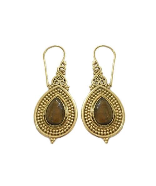 Tear Stone Earrings - Brown