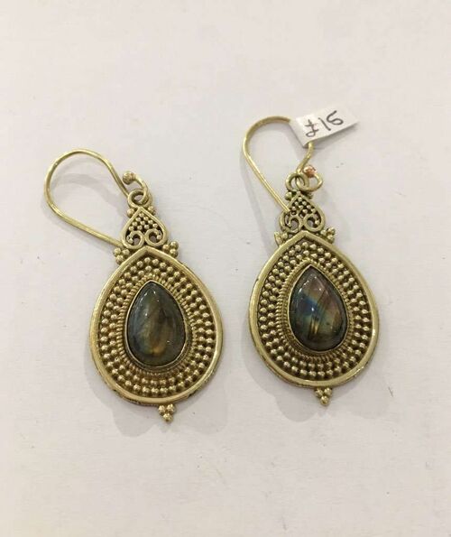 Tear Stone Earrings - Grey