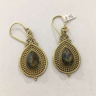 Tear Stone Earrings - Grey