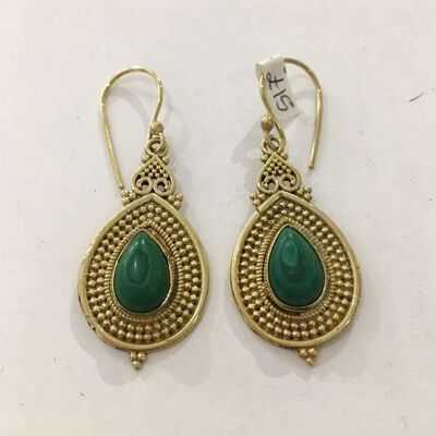 Tear Stone Earrings - Green