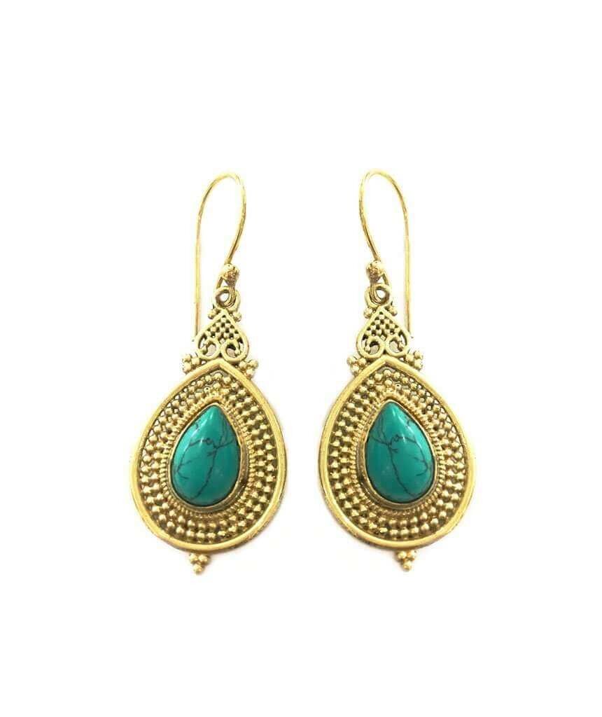 Boucles d'Oreilles Pierre Larme - Turquoise