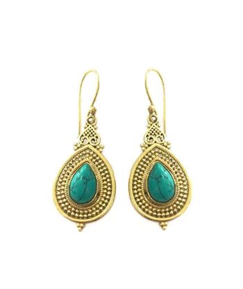 Boucles d'Oreilles Pierre Larme - Turquoise 1