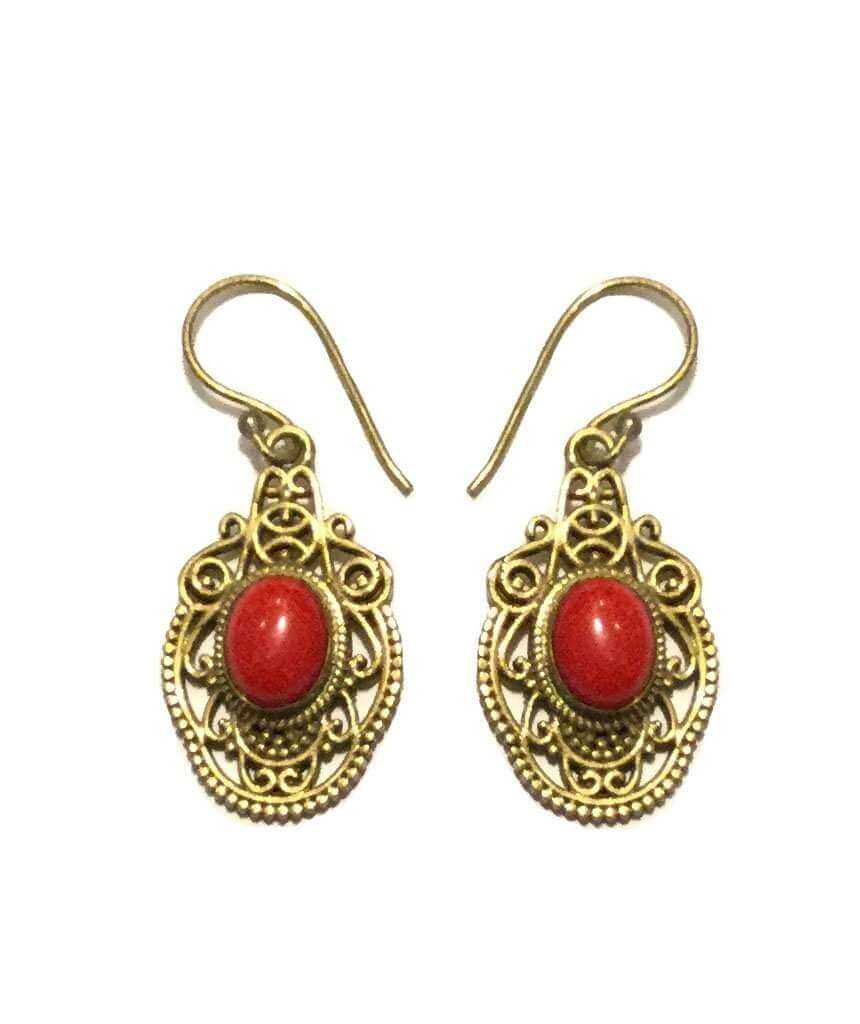 Boucles d'Oreilles Pierre Divine - Rouge