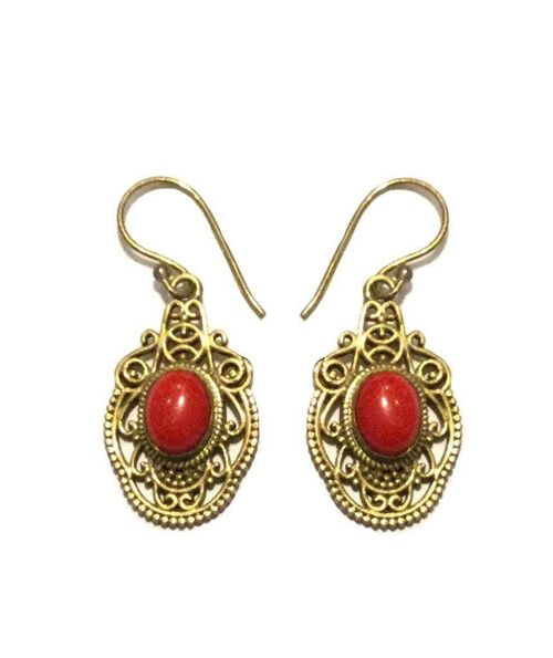 Divine Stone Earrings - Red