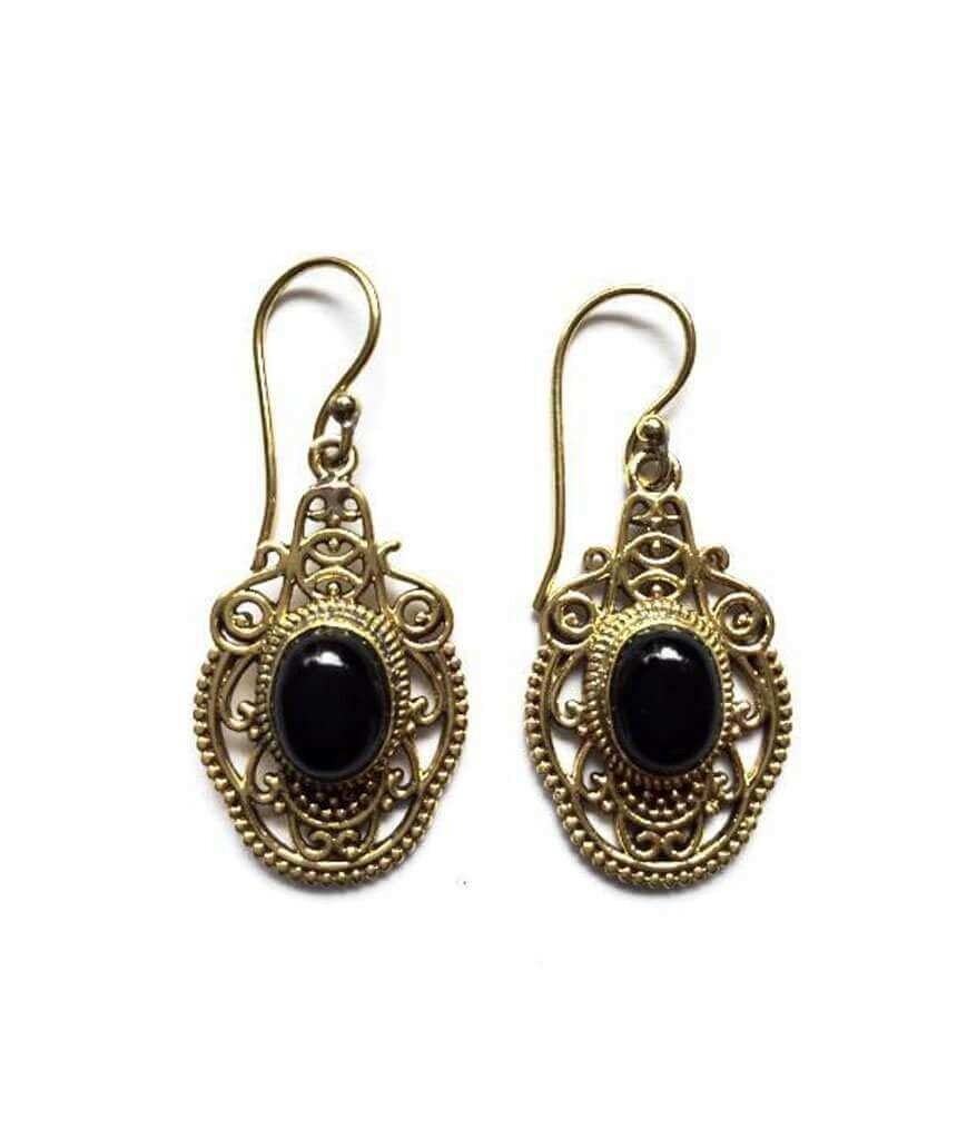 Boucles d'Oreilles Pierre Divine - Noir