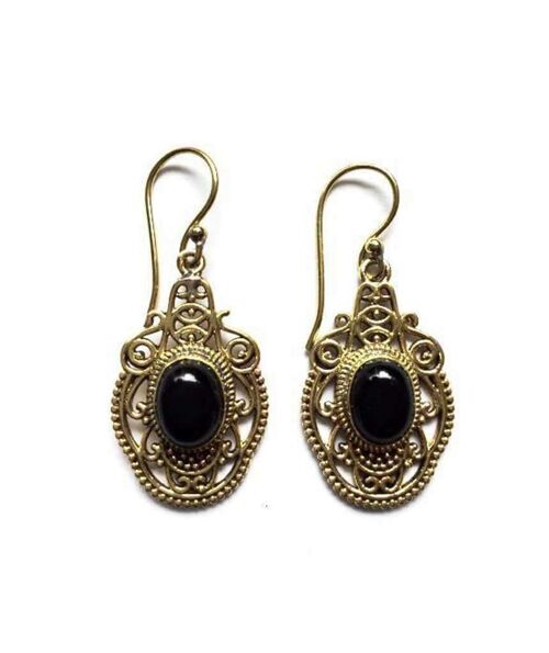 Divine Stone Earrings - Black