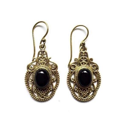 Boucles d'Oreilles Pierre Divine - Noir