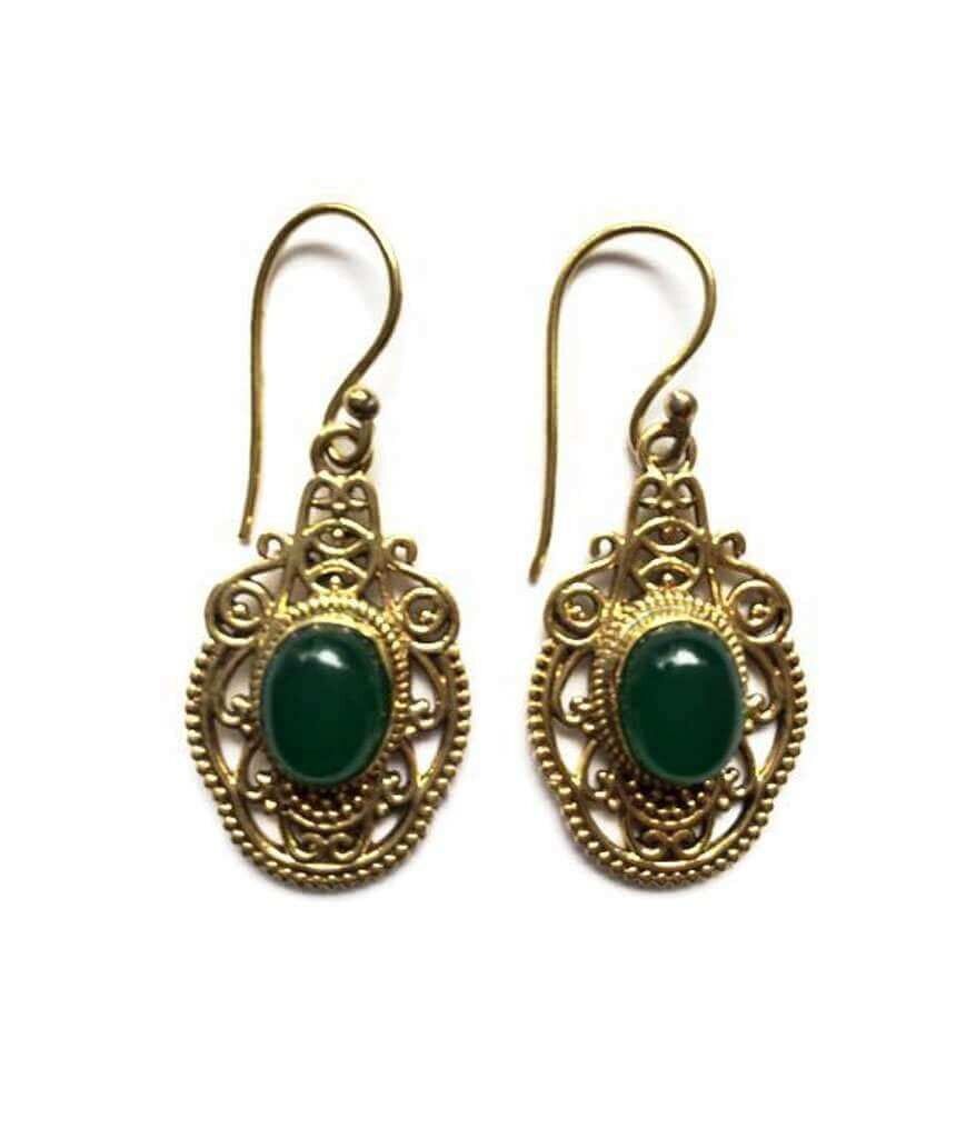 Boucles d'Oreilles Pierre Divine - Vert