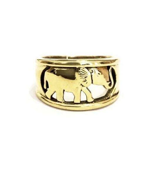 Walking With Elephants Ring - Gold