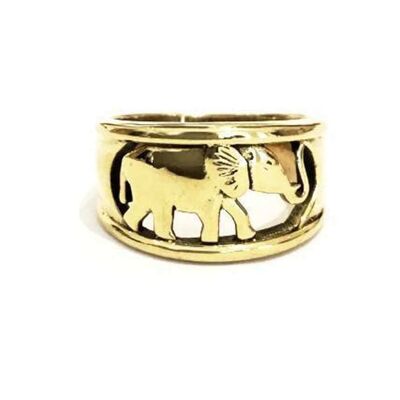 Walking With Elephants Ring - Gold