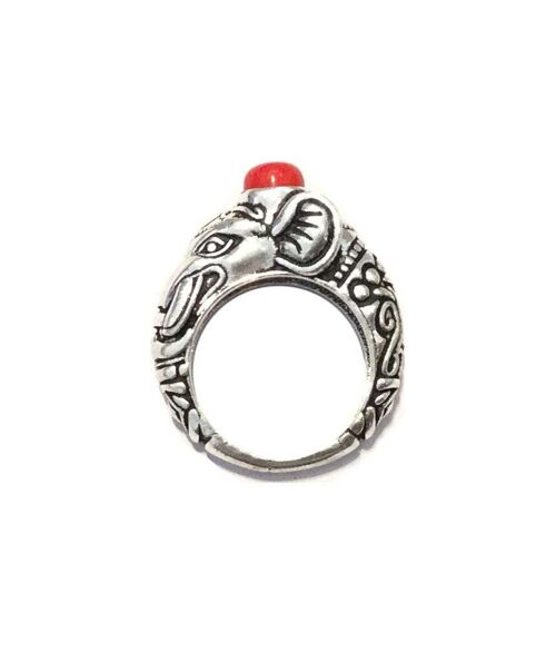 Circus Elephant Ring - Silver & Red