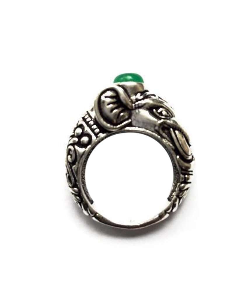 Anillo Elefante Circo - Plata & Verde