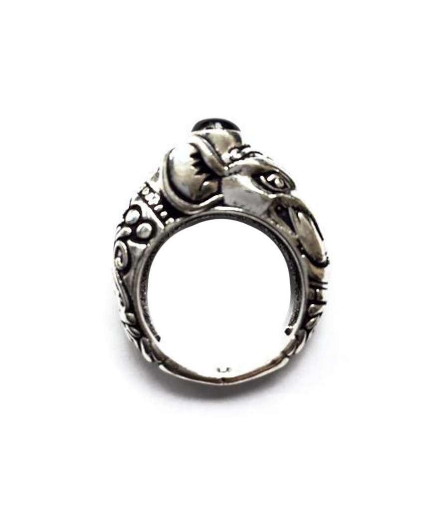 Anillo Elefante Circo - Plata & Negro