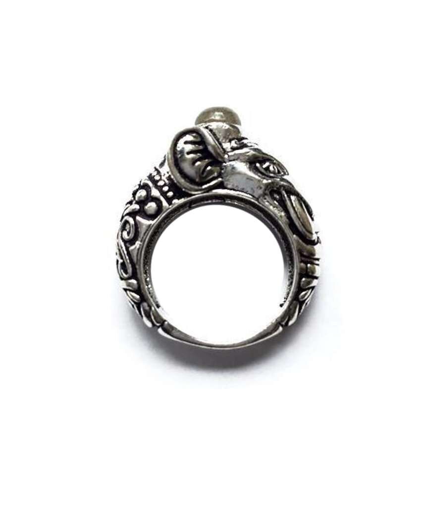 Anillo Elefante de Circo - Plata y Gris