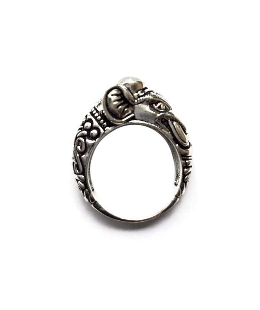 Anillo Elefante de Circo - Plata y Blanco
