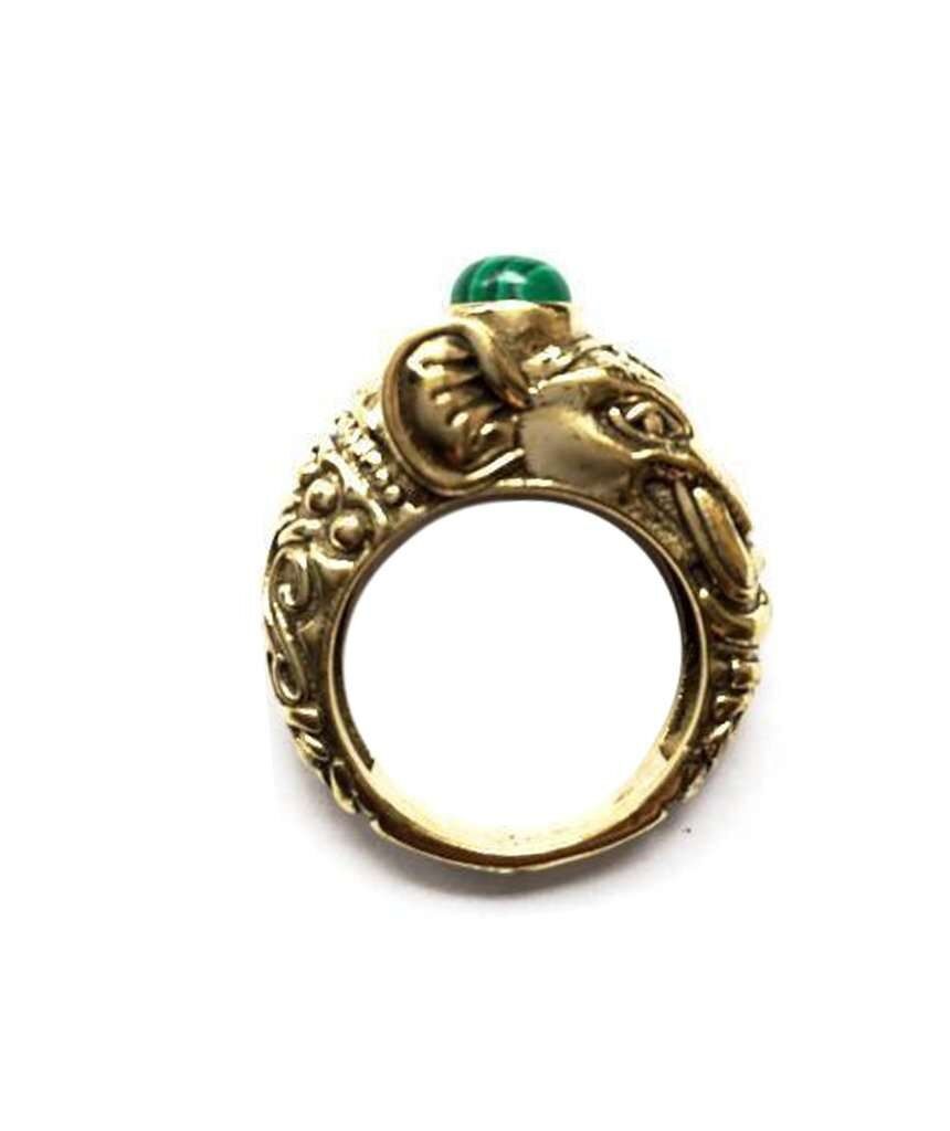 Anillo Elefante de Circo - Oro y Verde