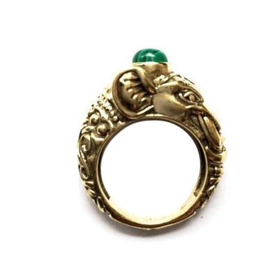 Anello dell'elefante del circo - oro e verde