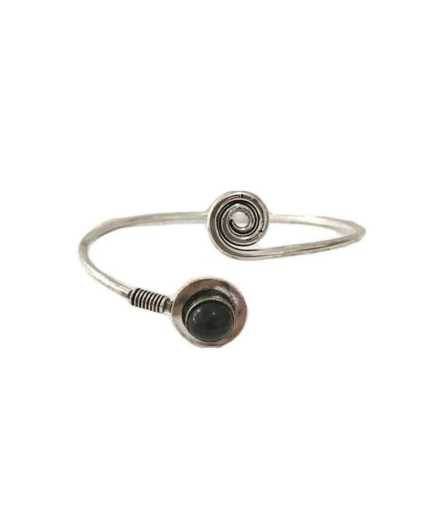 Pulsera Rígida Espiral Piedra - Plata