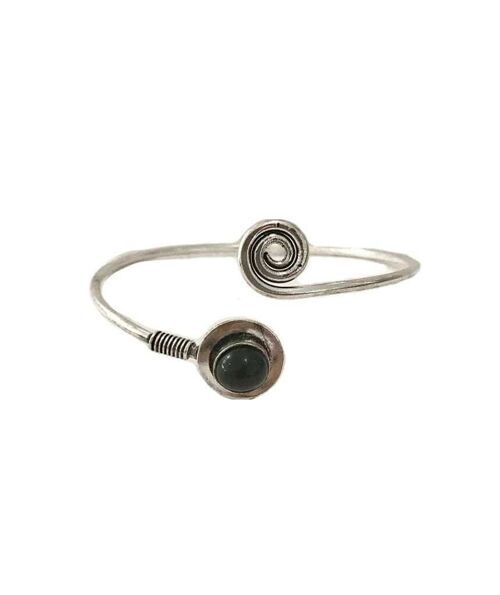 Spiral Stone Bangle Bracelet - Silver
