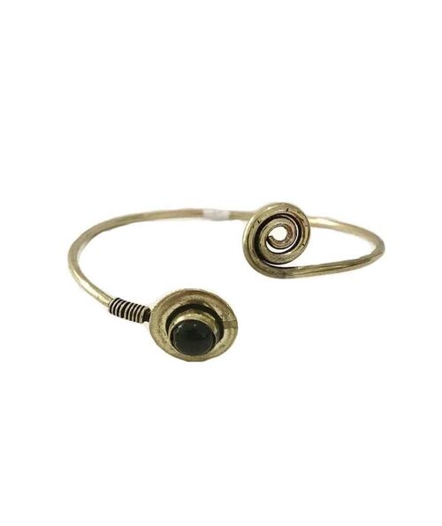 Spiral Stone Bangle Bracelet - Gold
