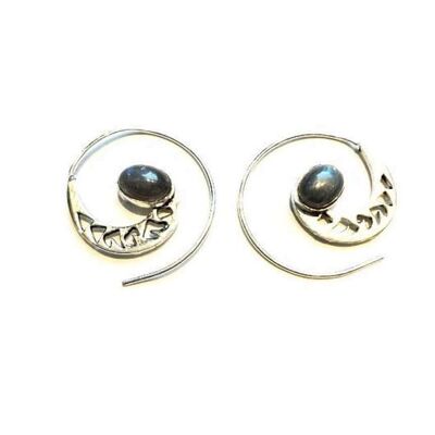 Boucles d'Oreilles Mini Pierre Pivotante - Gris