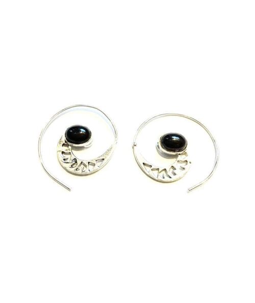 Mini Swivel Stone Earrings - Black