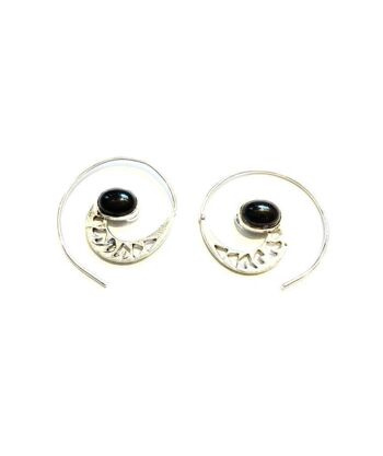 Boucles D'Oreilles Mini Pierre Pivotante - Noir 1