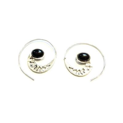 Mini Swivel Stone Earrings - Black
