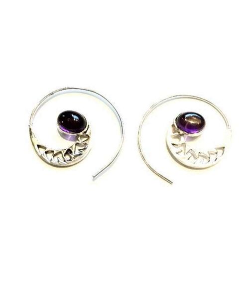 Mini Swivel Stone Earrings - Purple