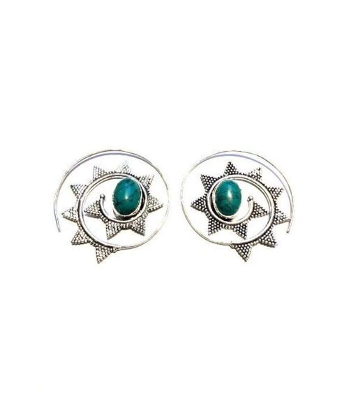 Swivel Stone Hoop Earrings - Turquoise