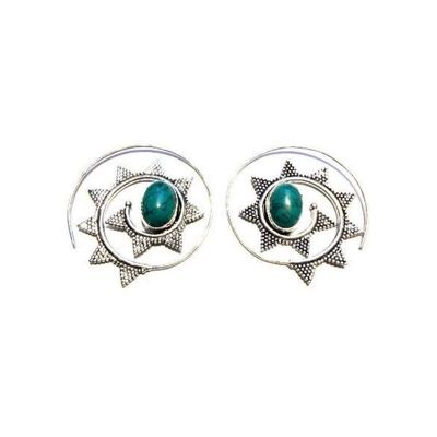 Swivel Stone Hoop Earrings - Turquoise
