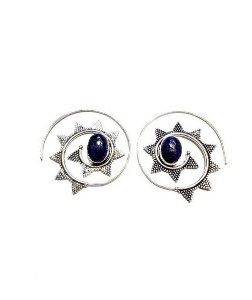 Swivel Stone Hoop Earrings - Blue