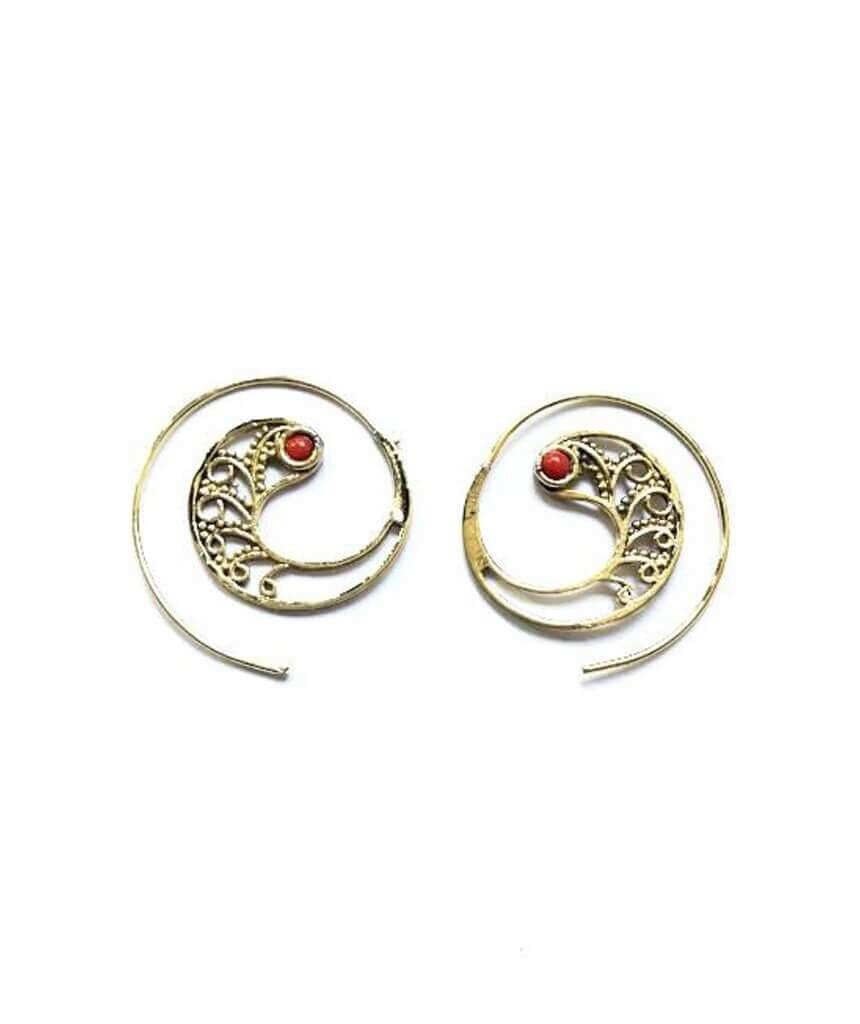 Stammes-Ohrringe - Gold & Rot