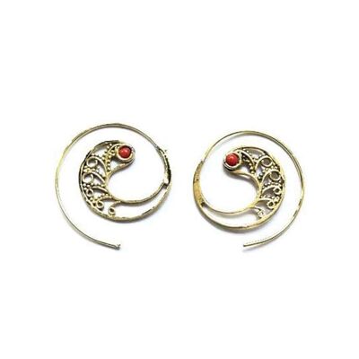 Boucles d'Oreilles Tribales - Or & Rouge