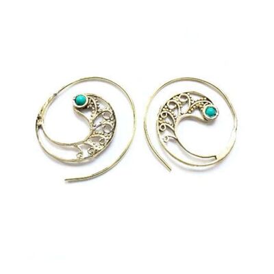 Boucles d'Oreilles Tribales - Or & Turquoise