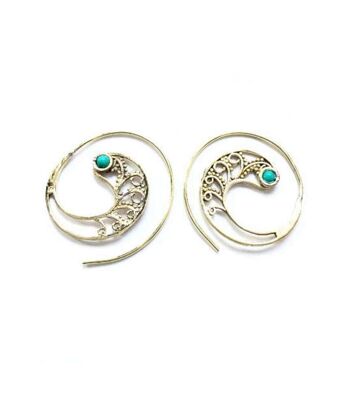 Boucles d'Oreilles Tribales - Or & Turquoise 1