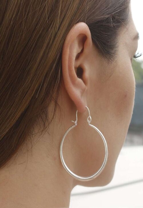Egyptian Hoop Earrings - Silver Medium