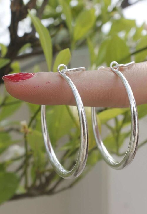 Egyptian Hoop Earrings - Silver Large