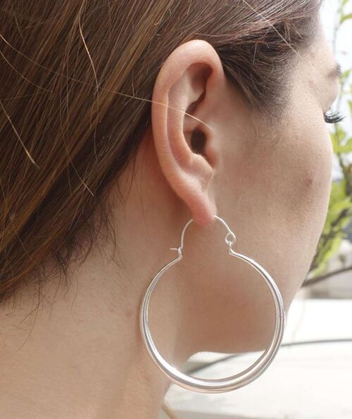 Egyptian Hoop Earrings - Silver Extra Large