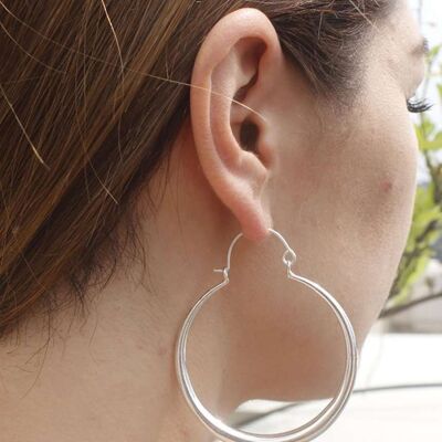 Egyptian Hoop Earrings - Silver Extra Large