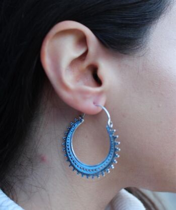 Boucles d'oreilles créoles Boho circulaires - Argent 5