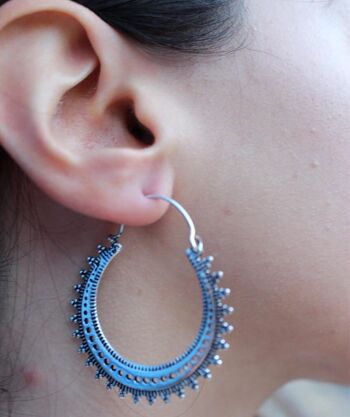 Boucles d'oreilles créoles Boho circulaires - Argent 6