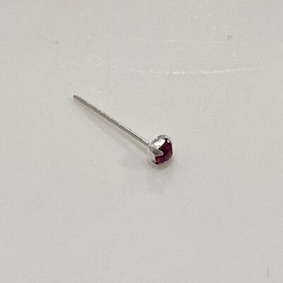 Silver Nose Stud Body Jewellery - Silver & Red